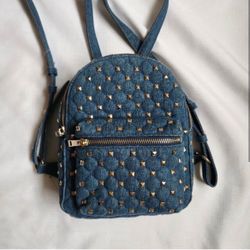 Studded Denim Mini Backpack