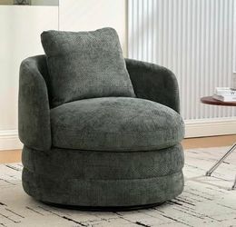 Assembled New Swivel Accent Chairs, 360° Round Swivel Barrel Chair with Pillow