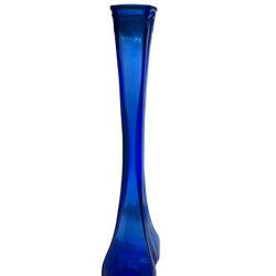 Vintage 1960's Studio Art Glass Cobalt Blue Tall Thin Bud Flower Vase