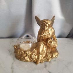 Gold Tealight Angel 