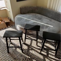 Wood Counter Stools, Set Of 3 