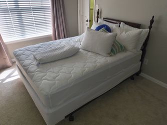 Queen mattress and box spring bed frame