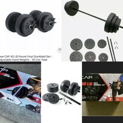 140lb Of Standard Weight And 5ft. Barbell And 2-Dumbell Handles