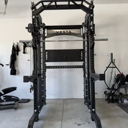 PRO SERIES Ultimate 3-1 Half Rack Functional Trainer w/Smith Machine Bar | 400lb Stack | Gym Equipment | Fitness | Commercial | Squat Rack 