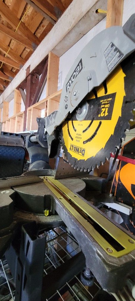 12" Ryobi Sliding Miter Saw Double Beveled With Stand