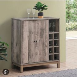 2 Door Home Bar Wine Cabinet Weathered Acacia 