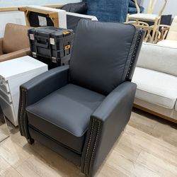 CHITA Recliner Chairs for Adults Single Sofa Chair for Living Room Faux Leather Push Back Recliner,Black 