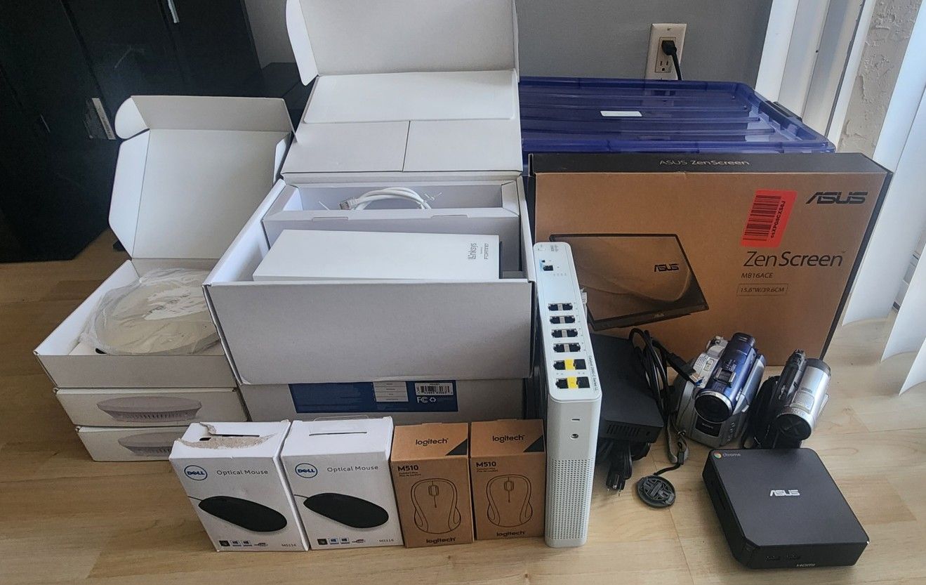IT / Homelab Lot – Cisco PoE Switch, Fortinet APs, NEW-Sealed ASUS ZenScreen & More (Bundle Only)