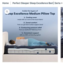 $2500 Serta Perfect Sleeper Sleep Excellence Medium Pillow Top Mattress (Queen)