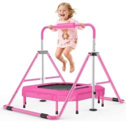 Safly Fun Kids Gymnastics Bar Foldable & Adjustable 35"-51", Safe Padded Gymnastics Bar for Kids, Sturdy 145 lbs Capacity, Easy-to-Assemble Gymnastics