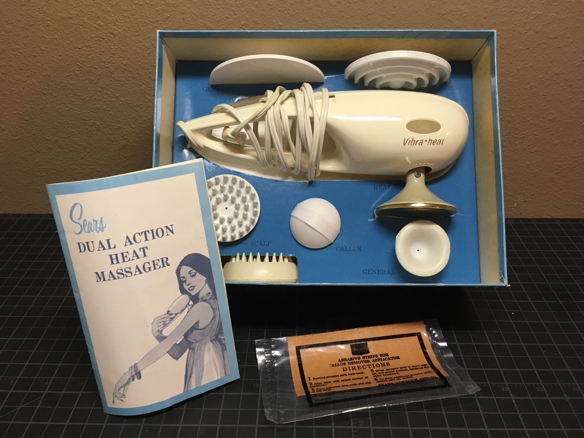 Sears Vintage Vibra Vibrator Heat Massager Dual Action Body Massage White