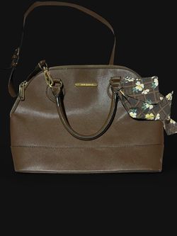 Steve Madden Brown Saffiano Satchel Bag