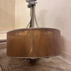 Pendant Light, Drum Shade, Semi-flush mount, Transitional Lighting, Nickel Chandelier, Dining Room Light.