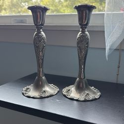 RARE Vintage Godinger Baroque Candlestick Holders (8.25”) - Silver Plated Pair - $250