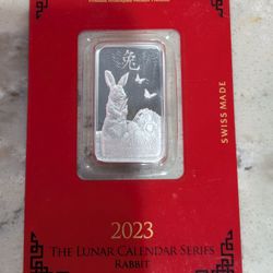 Pamp Suisse Lunar Calendar Rabbit 10 Grams Silver Bar 