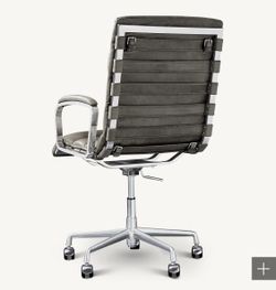 Restoration Hardware Oviedo Leather Gray Office Chair