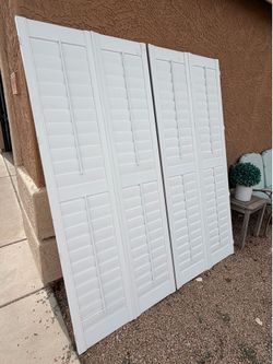 Set (2) White Wood Window Shutters 79” x 34.5” (each)
