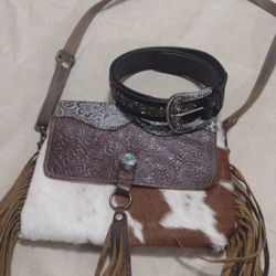 Western Leather And Cowhide Purse 