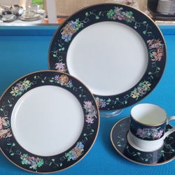 Franciscan Fine China Bone Rafiki BK Plate Jane St Gaston-Jungle Animals on Rim Set of 4
