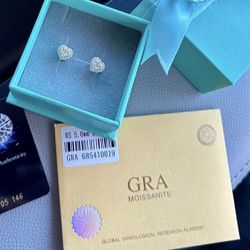 925 Sterling Silver Earrings 1 Carat Lab Diamond GRA Certified Stone Pass Tester Moissanite Brand New 