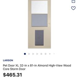 Storm Screen And  Cat Door 32"x 80" Color Almond 