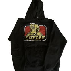 Black Champion Eco "SUPDEF" Superior Defense Pullover Hoodie | Mens Large