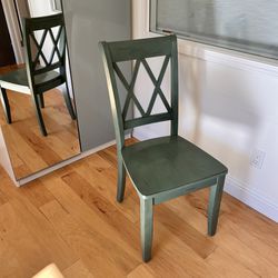 Two Dining Chairs (green, Wooden)