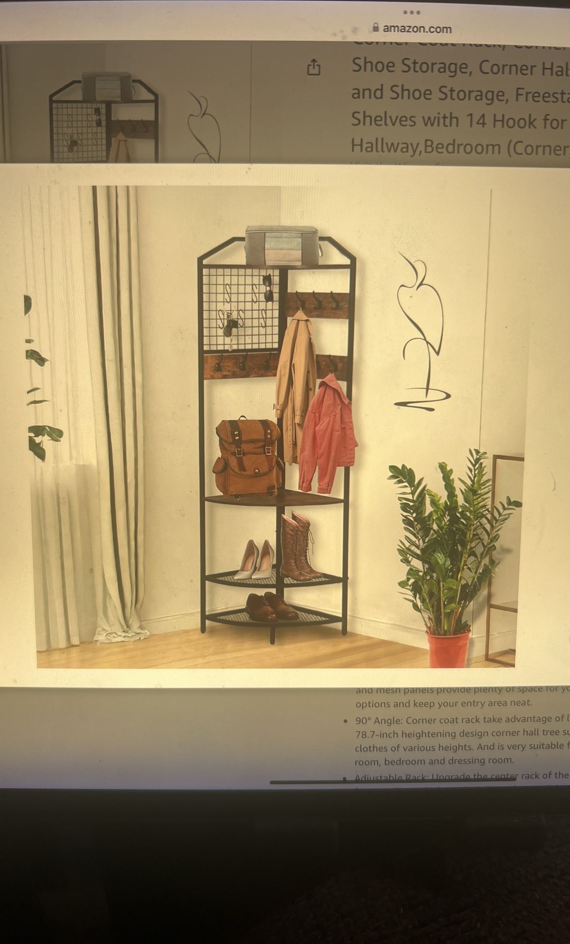 NEW Corner Coat Rack. Corner Coat Rack w/Shoe Storage, Corner Hall Tree with Bench and Shoe Storage, Freestanding Corner Shelves w/14 Hook for Entrywa
