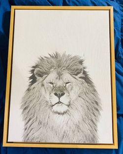 24" x 18" in LION ARTWORK FRAMED CANVAS ART PRINT