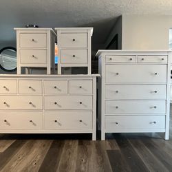 Refinished Ikea Hemnes Dresser, Tall Chest Of Drawers And Nightstands (4-piece Set)