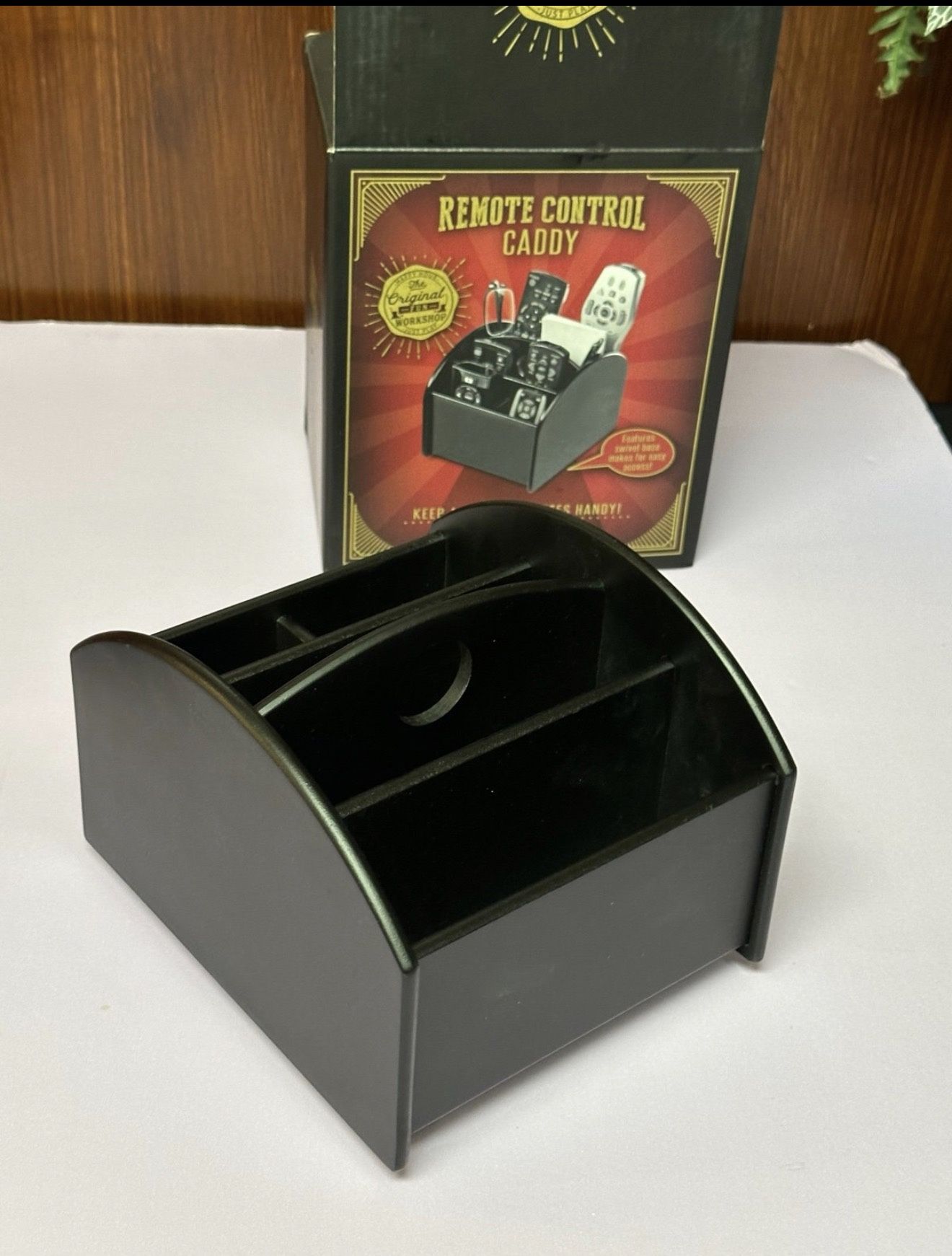 Black Remote Control organizer Caddy with Rotating Base