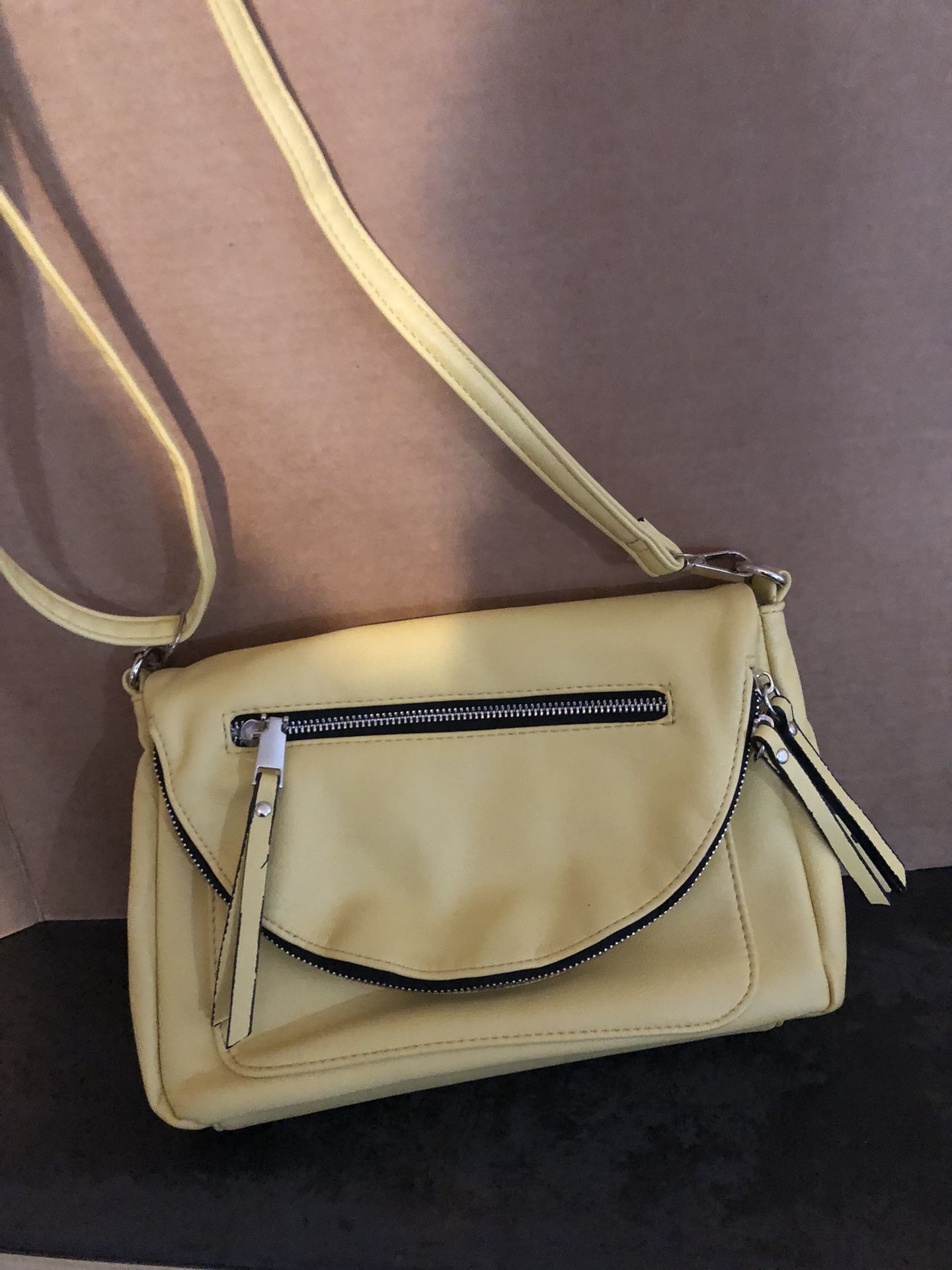 Yellow Zipper Flap Purse, Crossbody Purse,