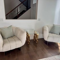 ✨ Pair of Modern Cream Accent Chairs — Firm & Stylish ✨