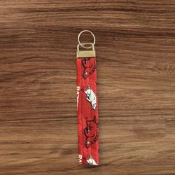 Handmade Fabric Arkansas Hog Print Keychain/ Key Fob