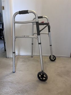 Drive Deluxe 2-Button Two-Button Folding Walker With Wheels 