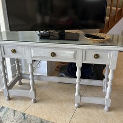 Grey Console With Glass Top