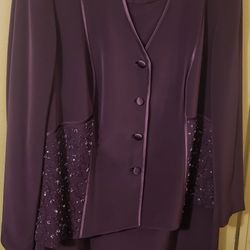 2pc Women's Purple Skirt Suit Plus Size 