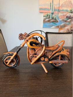 Handmade Wooden Motorcycle Chopper Model Harley