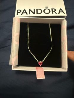 Pretty  PANDORA Necklace with Cubic Zirconia Pendent ! Brand New