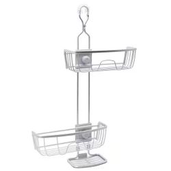 Zenna Home NeverRust Aluminum 4-Way Adjustable Shower Caddy in Satin Chrome 