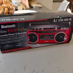 2-Way Retro Boombox Bluetooth AM/FM/SW USB SD Cassette Player Portable Speaker