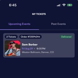 2 Tickets Sam Barber at Mission Ballroom Denver CO