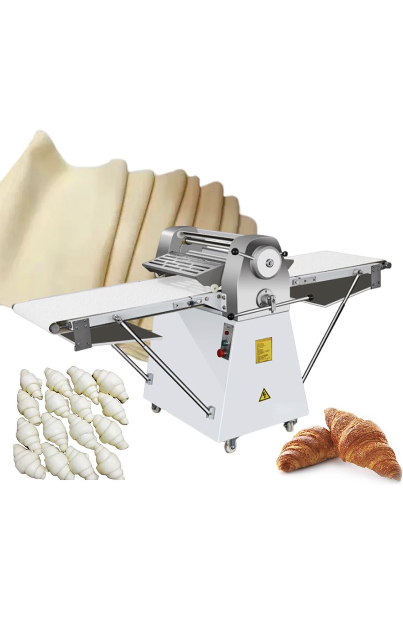 Máquina de laminación de masa de 20 pulgadas, rodillo de hojaldre reversible para pizza, croissant, masa de pan, prensa de rodillo de acero inoxidable