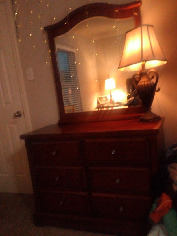 Solid Wood Dresser And Mirror Nightstand To Match