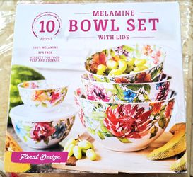 Melamine 10-Bowl Set with Lids