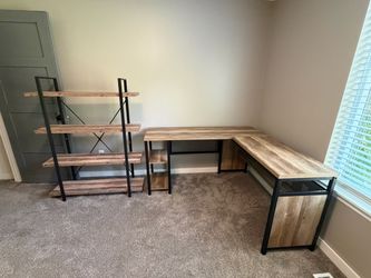 L-Shaped Desk and Bookshelf Set