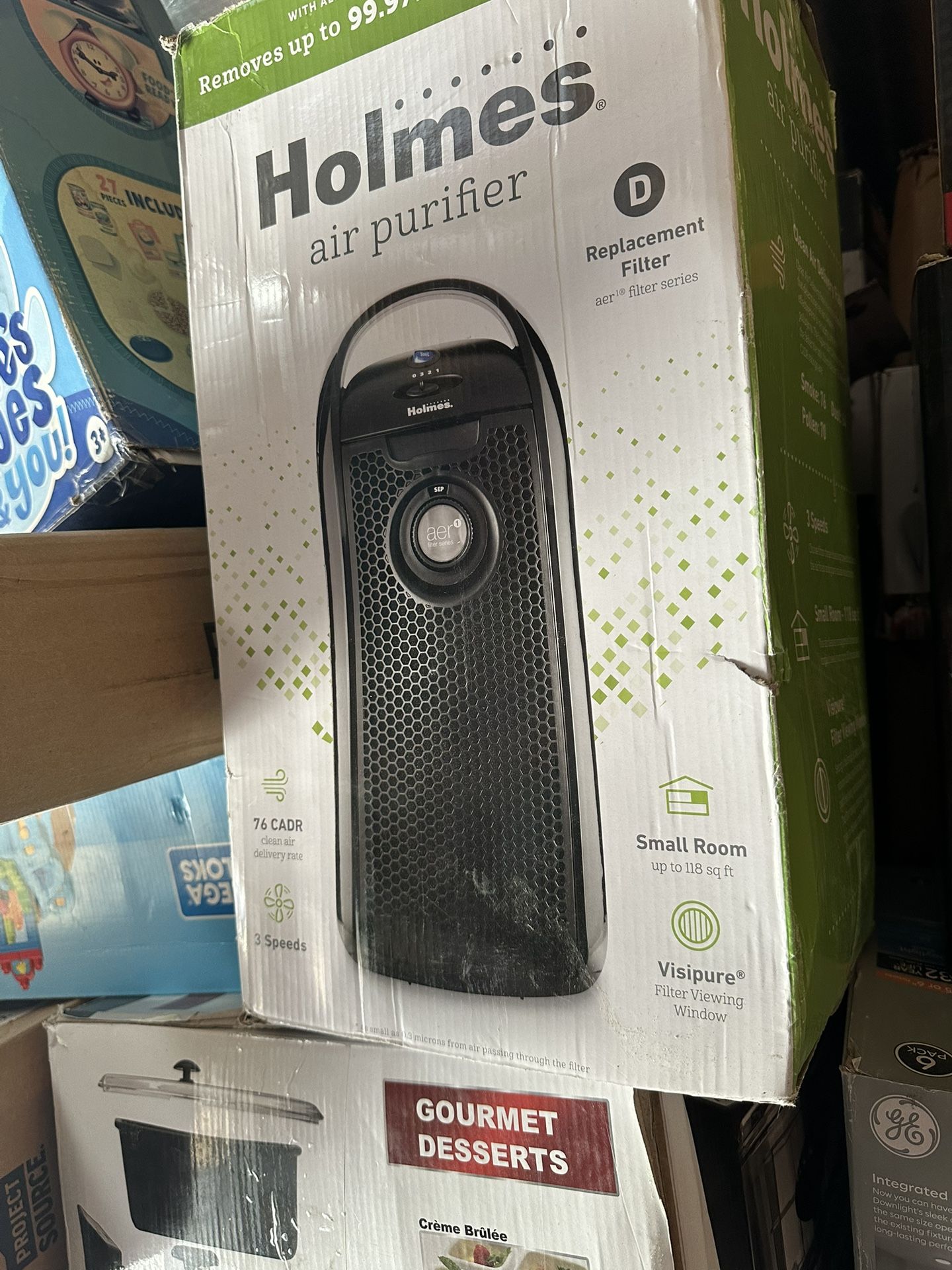 Holmes aer 1 Mini Tower True HEPA Air Purifier with Air Ionizer and Visipure Air Filter Viewing Window, Small Room Air Cleaner $35