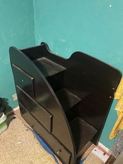 Free Black Wood Staircase Bookshelf with Storage