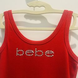 Bebe Red Ribbed Tank Top