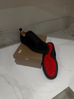 Christian Louboutin Black Suede Spike Low-Top Sneakers